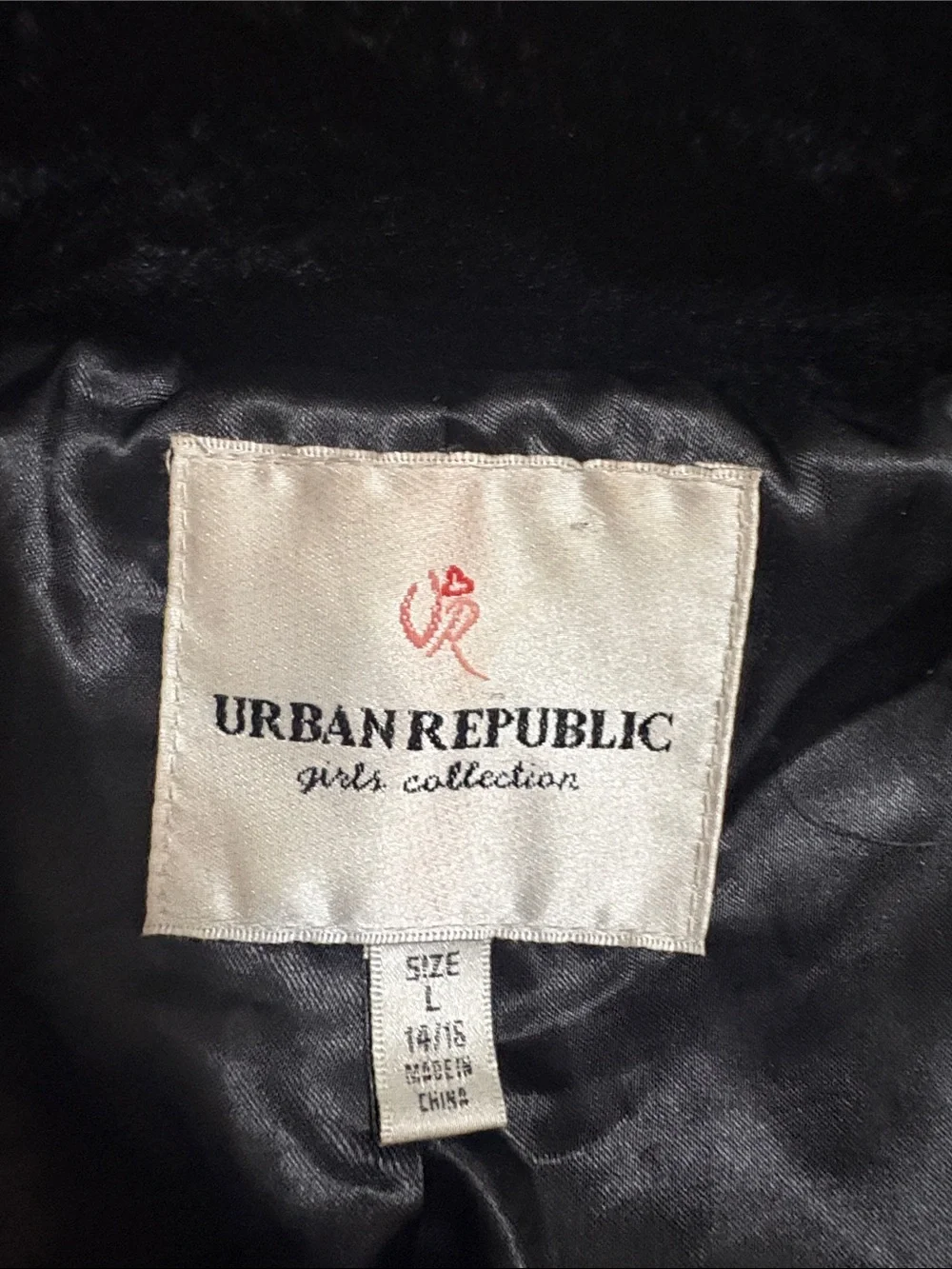 Urban Republic Girls Black Plush Faux Fur Jacket